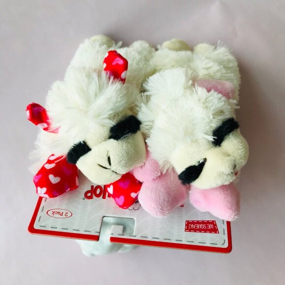 Multipet  LAMB CHOP w Heart DOG Toys  Squeak  Set of 2    Size : 7 " - Picture 2 of 3